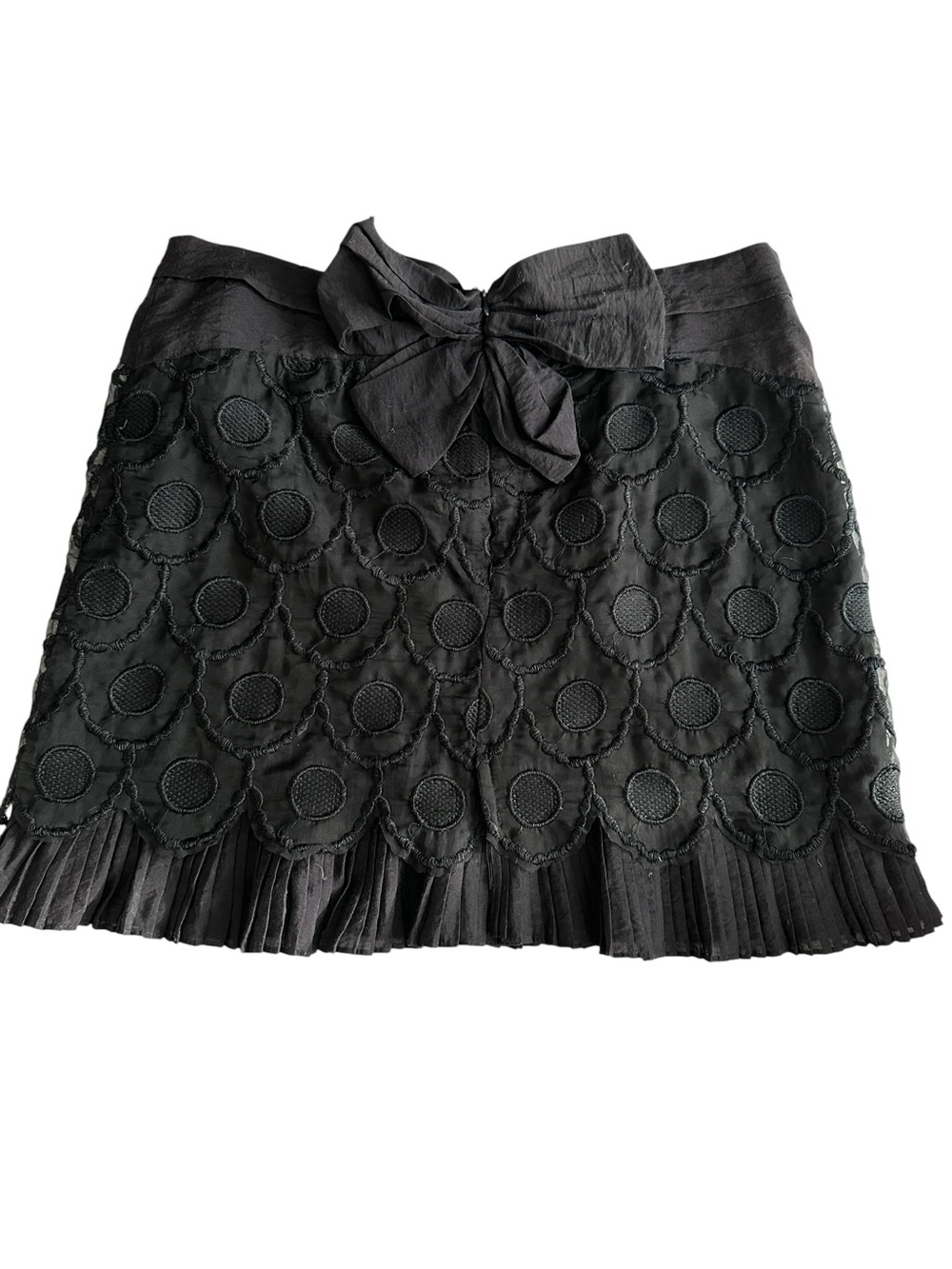 Black Balletcore Embroidered Mini Skirt Bow/ Pleated Hem‎ Fairy Grunge Coquette